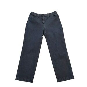 LL Bean Classic Fit‎ Straight Leg Jeans Dark Wash Denim Stretch Size 10 Petite
